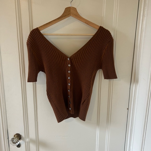 REVOLVE Sweaters - Callahan Connie Rib Knit Cardigan Root Beer from Revolve